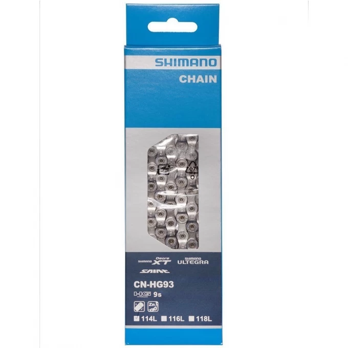 Цепь SHIMANO XT, HG93, 9 скоростей, 114 звеньев, ампульный пин (1 шт) ICNHG93114I Цепь SHIMANO XT, HG93, 9 скоростей, 114 звеньев, ампульный пин (1 шт) ICNHG93114I